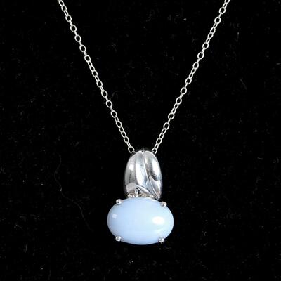 Sterling Lavender Agate Pendant Necklace