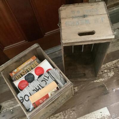 Old wooden crates and games