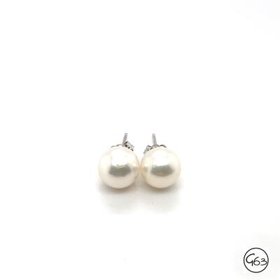 14K White Gold Pearl Post Earrings