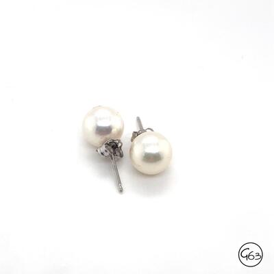 14K White Gold Pearl Post Earrings