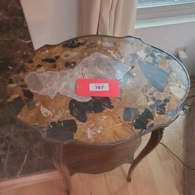Wooden Table with Rock Top