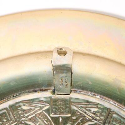 Vintage Alpaca Silver Abalone Mayan Calendar Plate