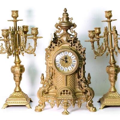 Antique Style Olympus Solid Brass Italian Garniture Set