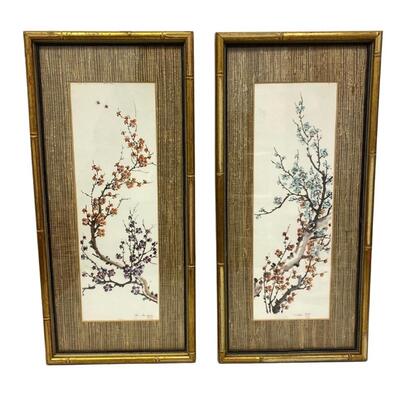 Pair of Gilt Wood Framed Japanese Prints