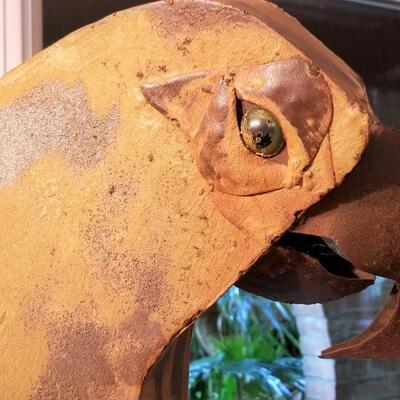 Lot #28  Metal Sculpture of a Parrot on Stand - Indoor outdoor - original artist's piece