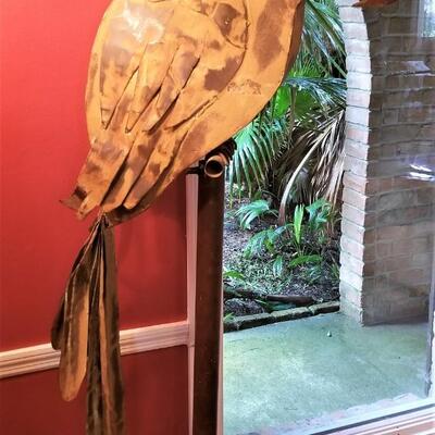 Lot #28  Metal Sculpture of a Parrot on Stand - Indoor outdoor - original artist's piece