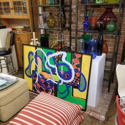 Mid-Century, Antique, and Vintage Furniture and Art - Signed Abstract Painting 