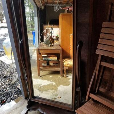 Furniture - Vintage Wooden Ajustable Floor Mirror- 