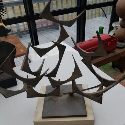 Mid-Century Iron Abstract Sculpture