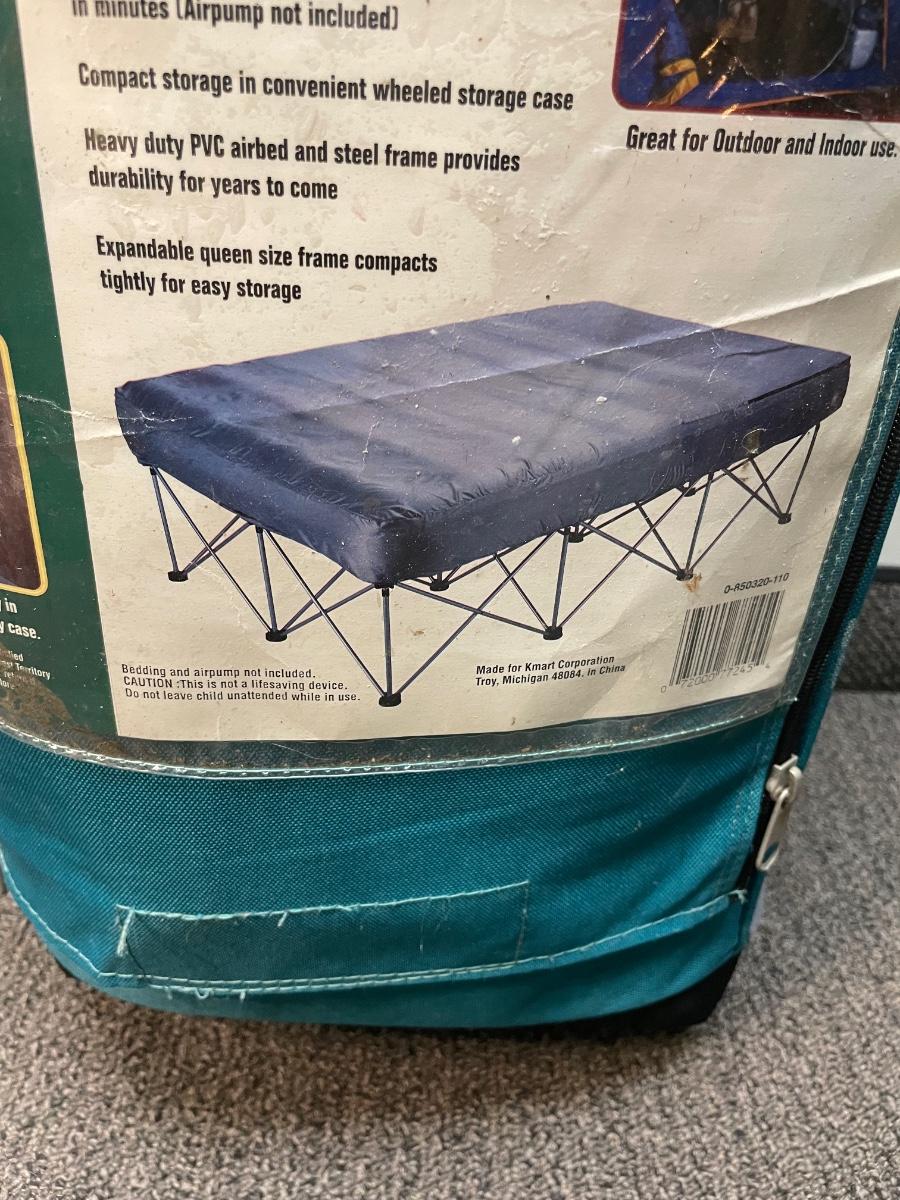 Queen Size Instant Bed Air Mattress and Collapsible Frame with Carry Bag