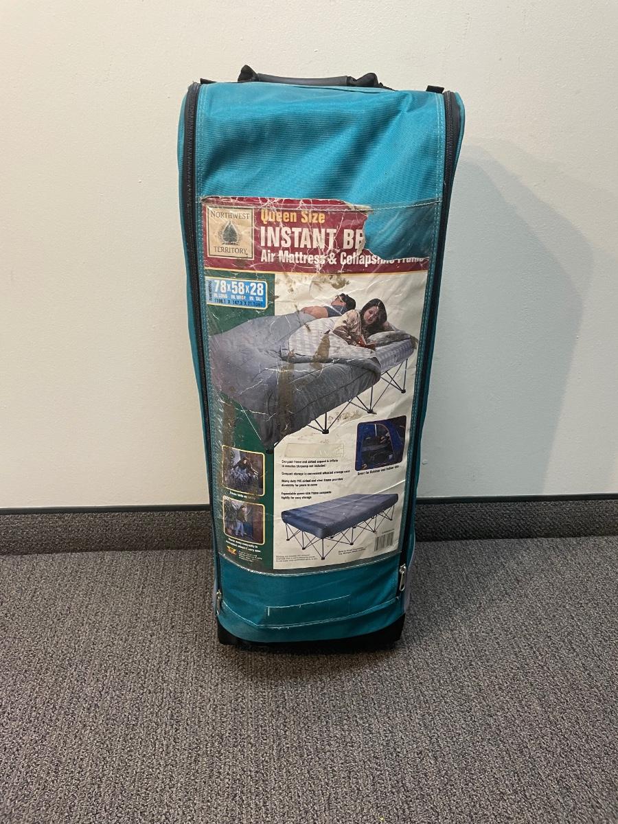 Queen Size Instant Bed Air Mattress and Collapsible Frame with Carry Bag