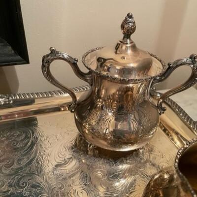 Elegant Forbes Quadruple Silver Five Piece Tea Set With Tray