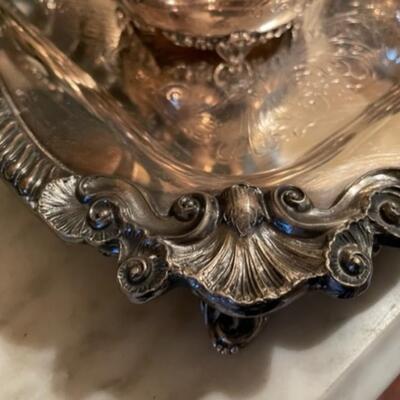 Elegant Forbes Quadruple Silver Five Piece Tea Set With Tray