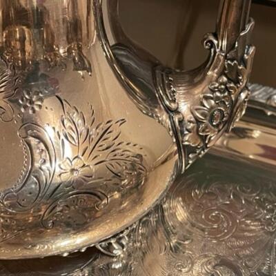 Elegant Forbes Quadruple Silver Five Piece Tea Set With Tray