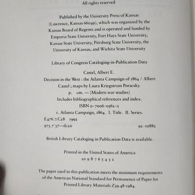 DECISIONS IN THE WEST THE ATLANTA CAMPAIGN OF 1864 HARDBACK BY ALBERT CASTEL