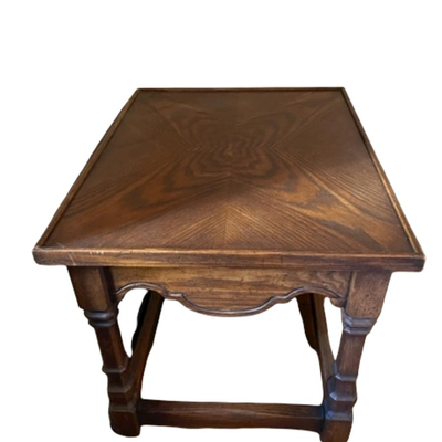 Provincial Stained Book Matched Patterned Top Wood Side / End Table - JB11174