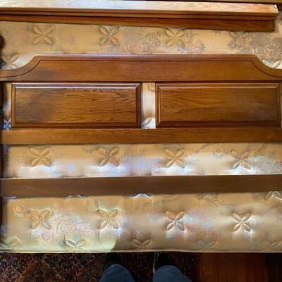 Full Size Bed Frame With Dark Stained Wood Headboard and Footboard - JB11193