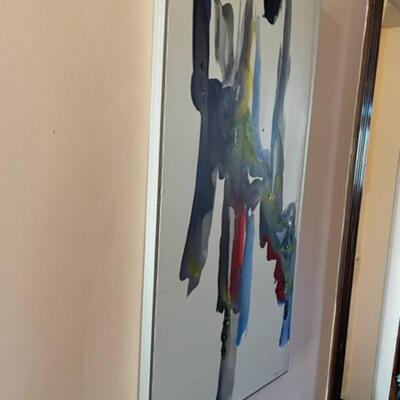 J Mallick Signed 24"x48 Silver Framed 1992 Painting - jb11286