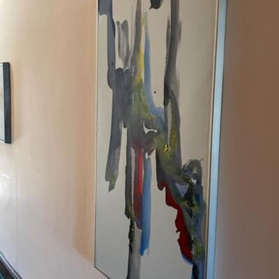 J Mallick Signed 24"x48 Silver Framed 1992 Painting - jb11286