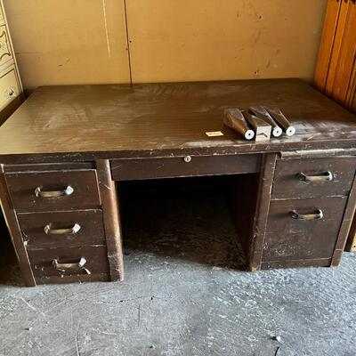 lot 163- Mid century heavy wood desk legs included
