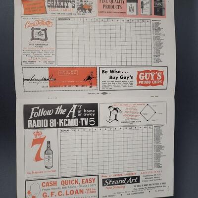 1966 KANSAS CITY ATHLETICS OFFICAL SCORE BOOK