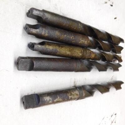Set of 5 #5 Morse Tapered End Industrial Large Diameter  Bits Various Sizes over 1