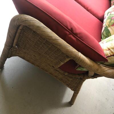 Brown Wicker Loveseat & Matching Wall Art (P-KM)