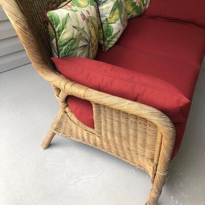 Brown Wicker Loveseat & Matching Wall Art (P-KM)