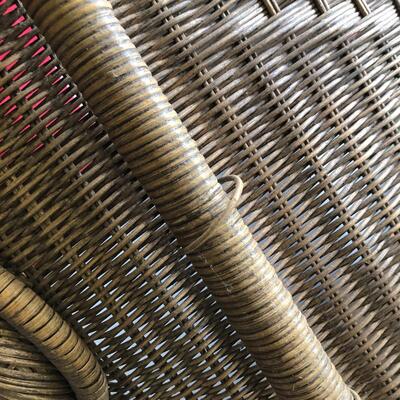 Brown Wicker Loveseat & Matching Wall Art (P-KM)