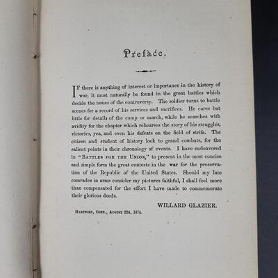 1878 BATTLES FOR THE UNION HARDBACK BY CAPTAIN WILLARD GLAZIER