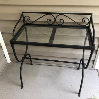 Metal & Glass Table with Faux Plant (P-KM)