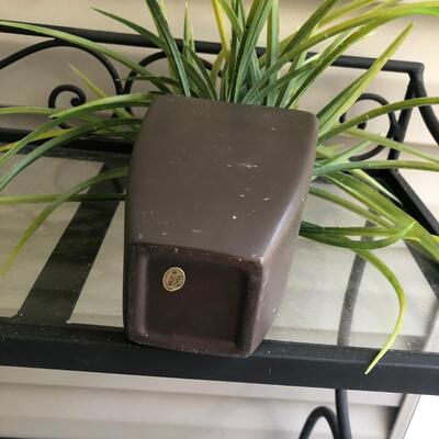 Metal & Glass Table with Faux Plant (P-KM)