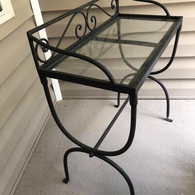 Metal & Glass Table with Faux Plant (P-KM)