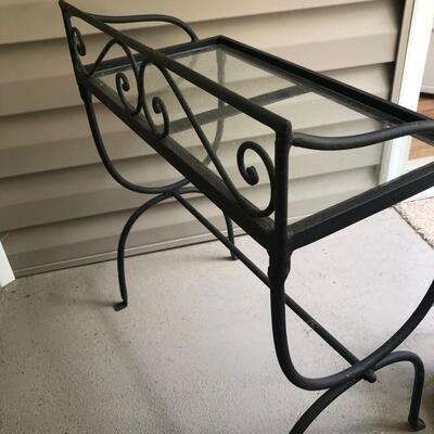 Metal & Glass Table with Faux Plant (P-KM)