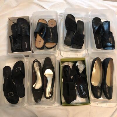 Womenâ€™s Black Leather Sandals & Dress Shoes Size 9 to 10 (MBB-JF)