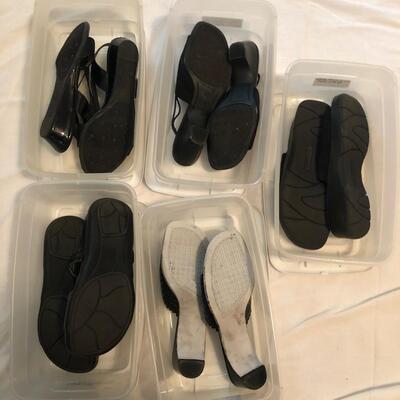 Womenâ€™s Black Leather Sandals & Dress Shoes Size 9 to 10 (MBB-JF)