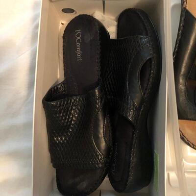 Womenâ€™s Black Leather Sandals & Dress Shoes Size 9 to 10 (MBB-JF)