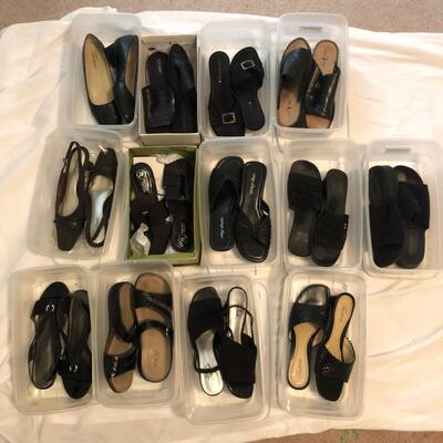 Womenâ€™s Black Leather Sandals & Dress Shoes Size 9 to 10 (MBB-JF)
