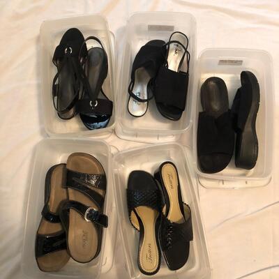 Womenâ€™s Black Leather Sandals & Dress Shoes Size 9 to 10 (MBB-JF)