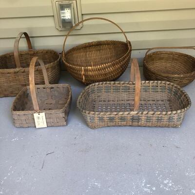 5 Baskets including Asheville Made - Helen Brown (P-KM)