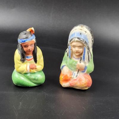 VINTAGE NATIVE AMERICAN SALT & PEPPER SHAKERS
