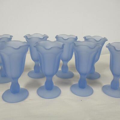 Vintage Blue Satin Frosted Ruffled Glasses