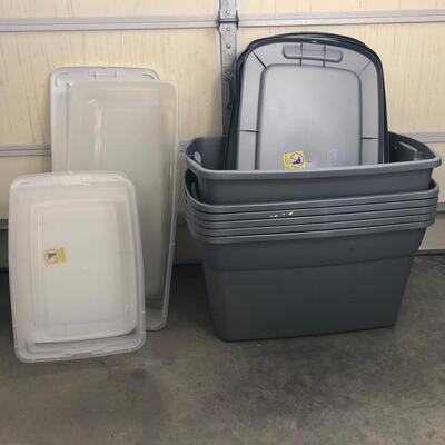 6 Large Gray Sterilite Plastic Storage Bins & More (G-JF)