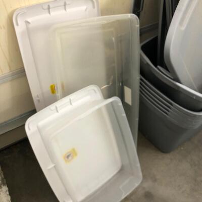 6 Large Gray Sterilite Plastic Storage Bins & More (G-JF)