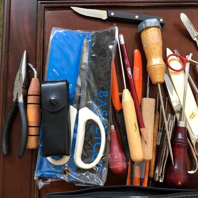 Large Assortment of Basket Making Supplies with Binder of Basket Instructions (G-JF)