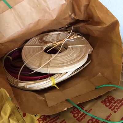 Large Assortment of Basket Making Supplies with Binder of Basket Instructions (G-JF)