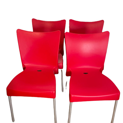Set of 4 Red Isildar Siesta Garden Resin Furniture Juliette Chairs - jb11287