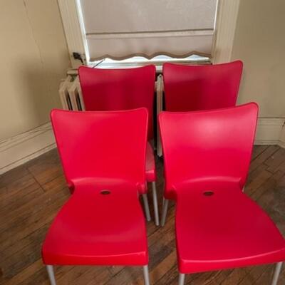 Set of 4 Red Isildar Siesta Garden Resin Furniture Juliette Chairs - jb11287