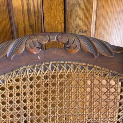 Antique Wooden Rocking Chair With Wicker Back And Seat - jb11281
