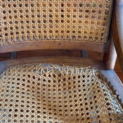 Antique Wooden Rocking Chair With Wicker Back And Seat - jb11281